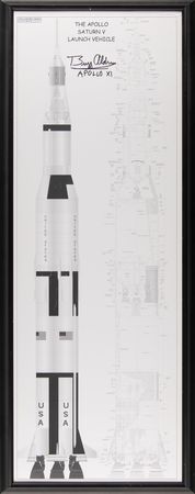 Lot #7153 Buzz Aldrin Oversized Signed Saturn V Diagram - Image 2