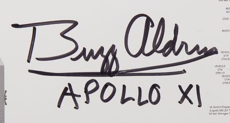 Lot #7153 Buzz Aldrin Oversized Signed Saturn V Diagram - Image 3