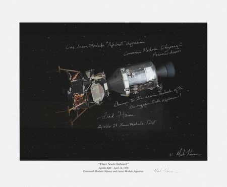 Lot #7257 Fred Haise Signed Print - 'Three Souls