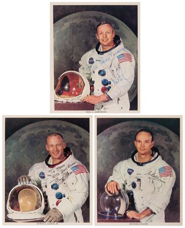 Lot #7167 Apollo 11 (3) Signed Photographs - Image 1