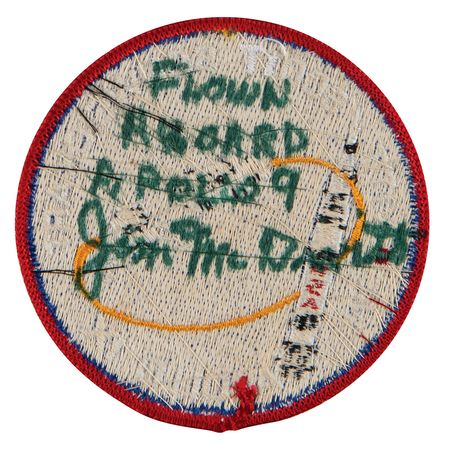 Lot #7115 Apollo 9 Flown Crew Patch Signed by Jim McDivitt - Image 1