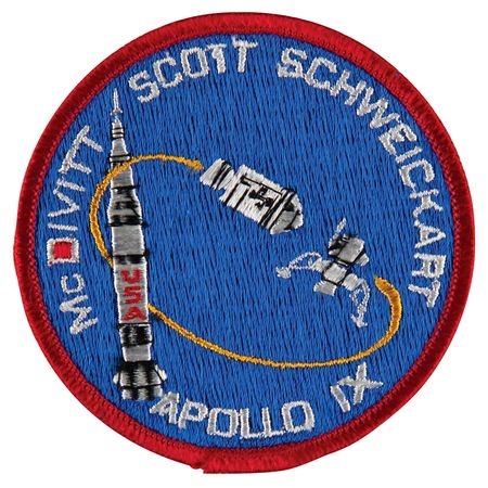Lot #7115 Apollo 9 Flown Crew Patch Signed by Jim McDivitt - Image 2