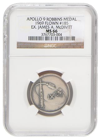 Lot #7107 Apollo 9 Flown Robbins Medallion - NGC MS 66 - From the Personal Collection of Jim McDivitt - Image 1