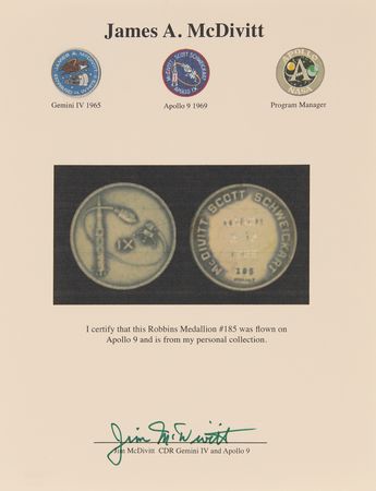 Lot #7107 Apollo 9 Flown Robbins Medallion - NGC MS 66 - From the Personal Collection of Jim McDivitt - Image 4