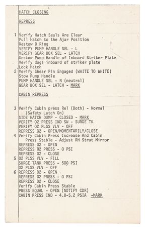 Lot #7109 Apollo 9 Flown EVA Cue Card Signed by Jim McDivitt - From the Personal Collection of Jim McDivitt - Image 2