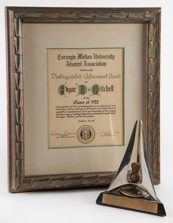 Lot #7308 Carnegie Mellon Distinguished Achievement Award and Certificate - From the Personal Collection of Edgar Mitchell - Image 1