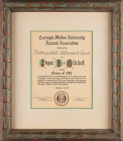 Lot #7308 Carnegie Mellon Distinguished Achievement Award and Certificate - From the Personal Collection of Edgar Mitchell - Image 4