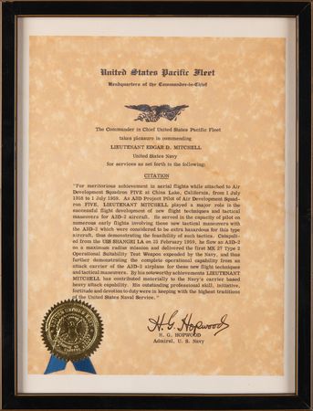 Lot #7329 United States Pacific Fleet Citation - From the Personal Collection of Edgar Mitchell - Image 2