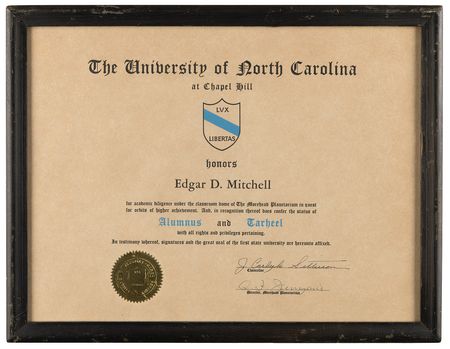 Lot #7330 University of North Carolina Morehead Planetarium Certificate - From the Personal Collection of Edgar Mitchell - Image 2