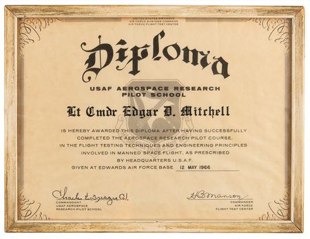 Lot #7331 USAF Test Pilot School Diploma Signed by Chuck Yeager - From the Personal Collection of Edgar Mitchell - Image 2