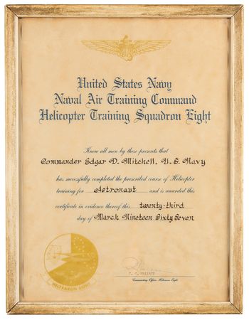 Lot #7327 United States Navy Helicopter Training Squadron Astronaut Certificate - From the Personal Collection of Edgar Mitchell - Image 2