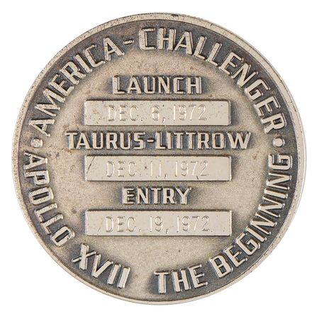 Lot #7369 Apollo 17 Unflown Robbins Medallion - From the Personal Collection of Edgar Mitchell - Image 2