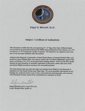 Lot #7277 Apollo 14 Flown State Flags (20) - From the Personal Collection of Edgar Mitchell - Image 13