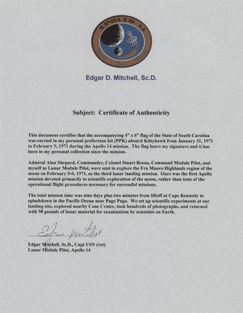 Lot #7277 Apollo 14 Flown State Flags (20) - From the Personal Collection of Edgar Mitchell - Image 14