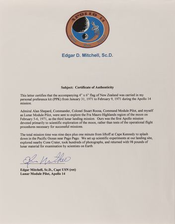 Lot #7271 Apollo 14 Flown Flags of Nations (5) - From the Personal Collection of Edgar Mitchell - Image 4