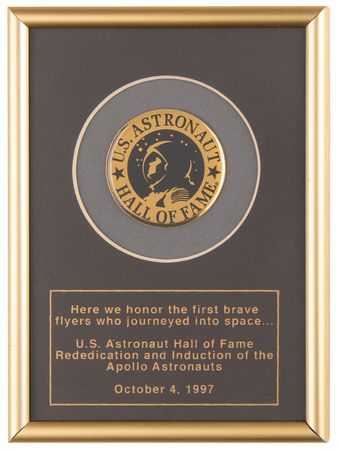 Lot #7325 U.S. Astronaut Hall of Fame Induction Plaque - From the Personal Collection of Edgar Mitchell - Image 1