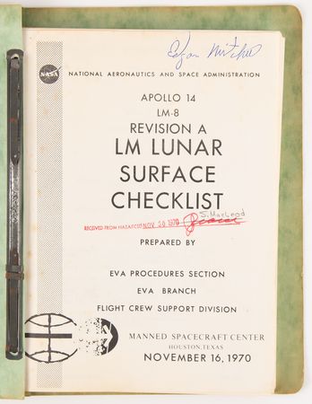 Lot #7300 Apollo 14 Lunar Surface Checklist Manual (Rev. A) - From the Personal Collection of Edgar Mitchell - Image 2