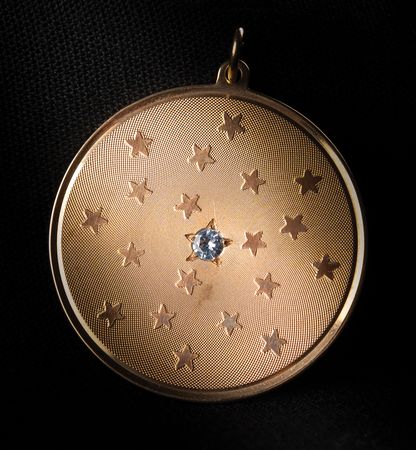 Lot #7281 Apollo 14 Lunar Surface 14K Gold Pendant [Attested Flown] - From the Personal Collection of Edgar Mitchell - Image 1