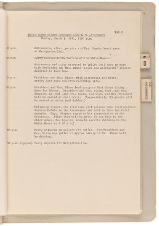 Lot #7302 Apollo 14 Schedule of Activities for Astronauts - From the Personal Collection of Edgar Mitchell - Image 5