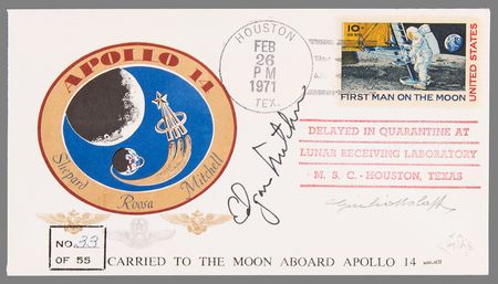 Lot #7284 Apollo 14 Lunar Surface-Flown Postal Cover Signed by Edgar Mitchell (Ltd. Ed. #33/55) - Image 2
