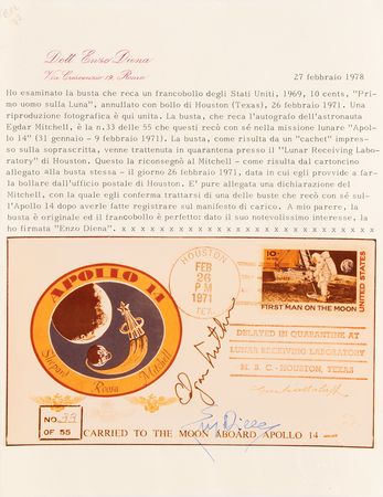 Lot #7284 Apollo 14 Lunar Surface-Flown Postal Cover Signed by Edgar Mitchell (Ltd. Ed. #33/55) - Image 6