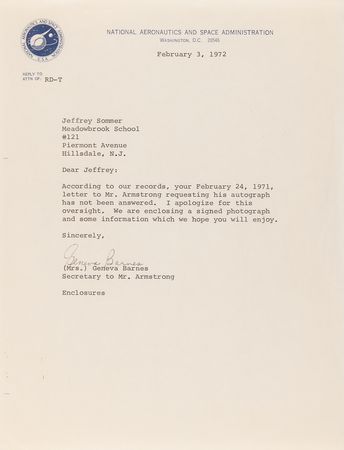 Lot #7144 Neil Armstrong Signed Photograph - Image 2