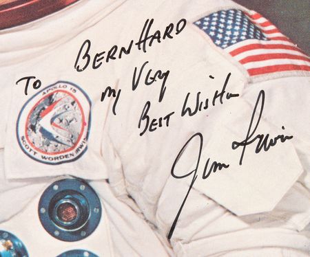 Lot #7342 Jim Irwin Signed Photograph - Rare 'White Space Suit' Litho - Image 2