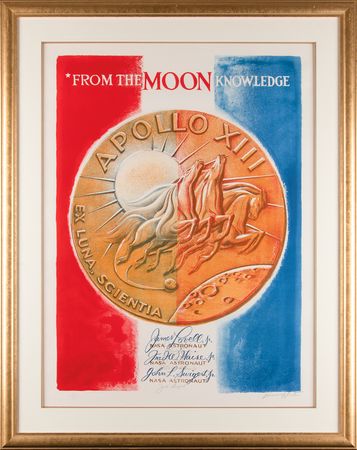 Lot #7239 Apollo 13 Signed Lithograph by Lumen Winter - 'From the Moon, Knowledge' (Ltd. Ed. #122/150) - Image 1