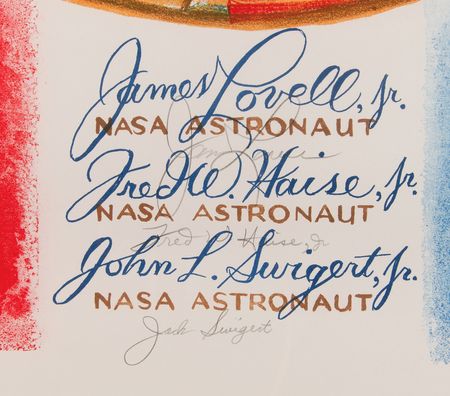 Lot #7239 Apollo 13 Signed Lithograph by Lumen Winter - 'From the Moon, Knowledge' (Ltd. Ed. #122/150) - Image 3