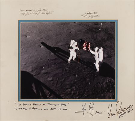 Lot #7145 Neil Armstrong and Gene Cernan Signed Oversized Photograph - From the Personal Collection of Gene Cernan - Image 1