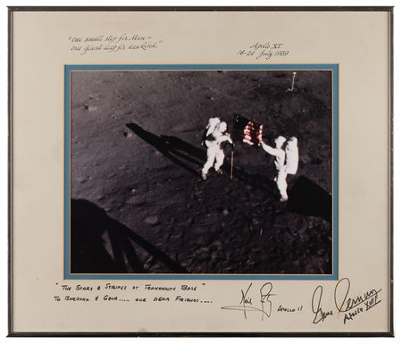 Lot #7145 Neil Armstrong and Gene Cernan Signed Oversized Photograph - From the Personal Collection of Gene Cernan - Image 2
