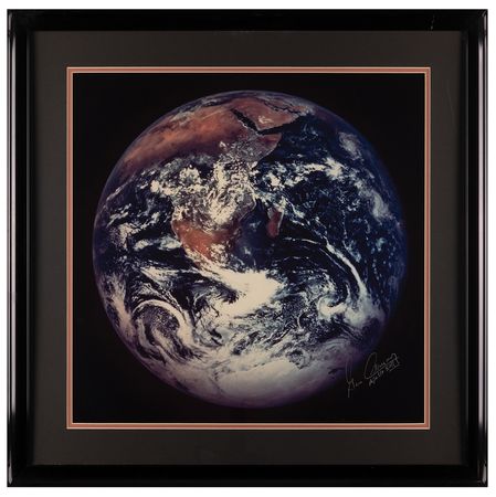 Lot #7380 Gene Cernan Signed Oversized 'Earth' Photograph - From the Personal Collection of Gene Cernan - Image 2
