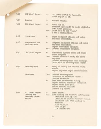 Lot #7032 Scott Carpenter's Mercury-Atlas 7 Flight Plan - Image 6