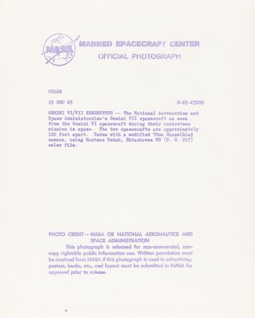 Lot #7074 Gemini 6 and Gemini 7 Signed Photograph - Image 2