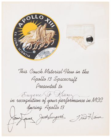 Lot #7233 Gene Kranz's Apollo 13 Flown Couch