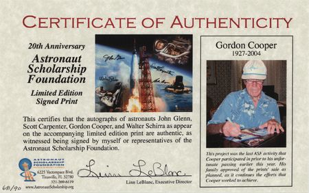 Lot #7043 Mercury Astronauts (4) Signed Photograph (Ltd. Ed. #68/90) - Image 2
