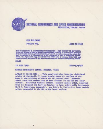 Lot #7178 Apollo 11 Original 'Type 1' Photograph: Landing Site in the 'Sea of Tranquility' - Image 2