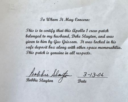 Lot #7087 Gus Grissom's Apollo 1 Crew Patch Presented to Deke Slayton - Image 3