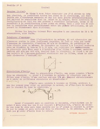 Lot #224 Ettore Bugatti Archive: Typed Letter Signed on 500-HP, 16-Cylinder Engine, with Photographs and Supplements - Image 6