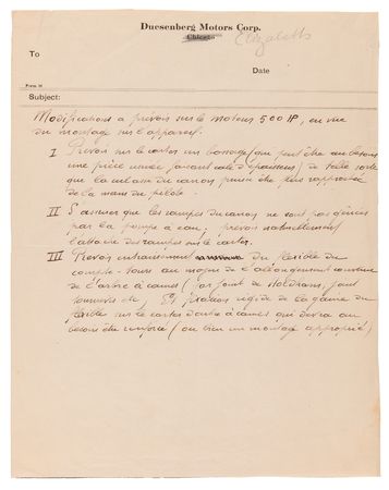 Lot #224 Ettore Bugatti Archive: Typed Letter Signed on 500-HP, 16-Cylinder Engine, with Photographs and Supplements - Image 9