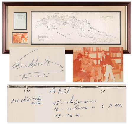 Lot #205 Fidel Castro Signed and Annotated Bay of Pigs Map - Created During a 1977 Interview with Bill Moyers - Image 1