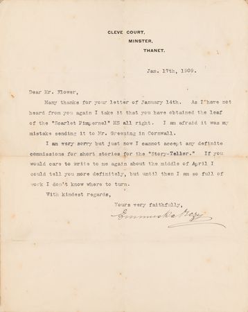 Lot #558 Baroness Emma Orczy Handwritten Manuscript Page from The Scarlet Pimpernel - Image 3