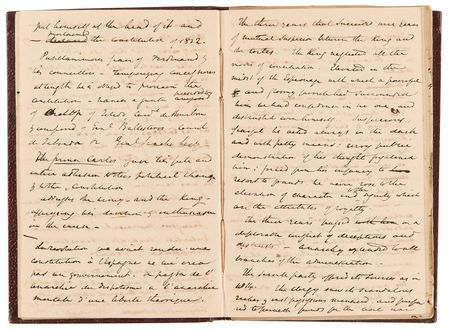 Lot #556 Washington Irving Handwritten Notebook on Politics in Spain, Where He Served as United States Ambassador - Image 7