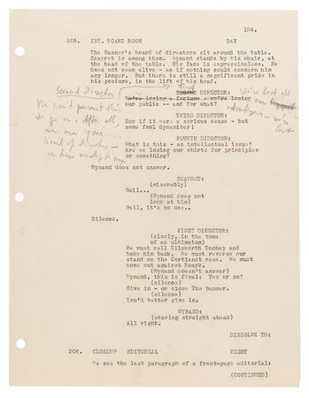 Lot #559 Ayn Rand Hand-Annotated Pages (3) from Her Screenplay for 'The Fountainhead' - Image 3