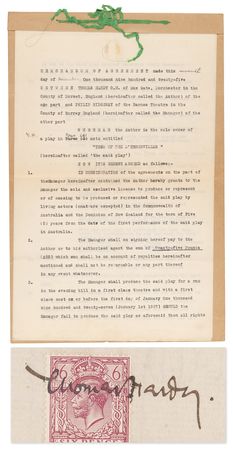 Lot #552 Thomas Hardy Document Signed for Tess of the d'Urbervilles - Image 1