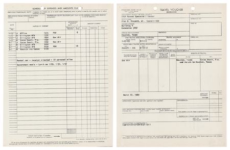 Lot #453 Alan Shepard Signed and Filled-Out 'Travel Memorandum' for 