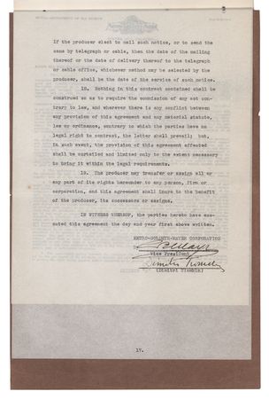 Lot #844 Dimitri Tiomkin and Louis B. Mayer Document Signed - Image 3