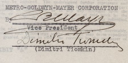 Lot #844 Dimitri Tiomkin and Louis B. Mayer Document Signed - Image 4