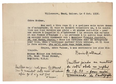 Lot #589 Romain Rolland Autograph Letter Signed - Image 3