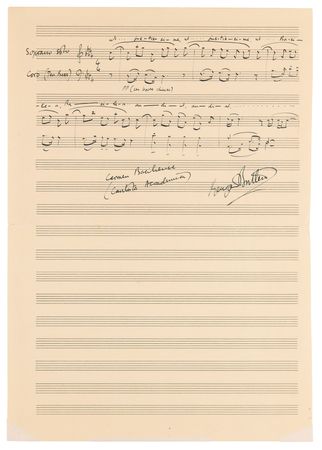 Lot #603 Benjamin Britten Autograph Musical Quotation Signed - 'Cantata academica, Carmen basiliense, Op. 62' - Image 2